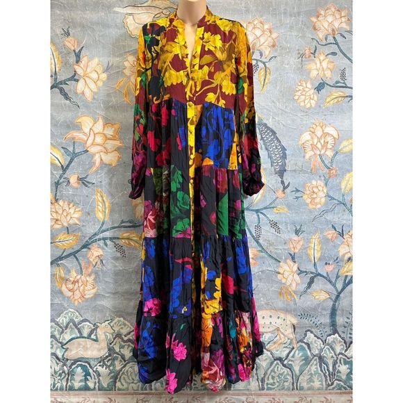 New Anthropologie Siddhartha Bansal Button-Front Maxi Dress sz Small - Picture 7 of 10